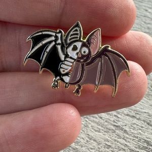 Skeleton Bat Pin, Zombie Bat Pin, Enamel Pin, Halloween Pin, Punk Clothing Pin